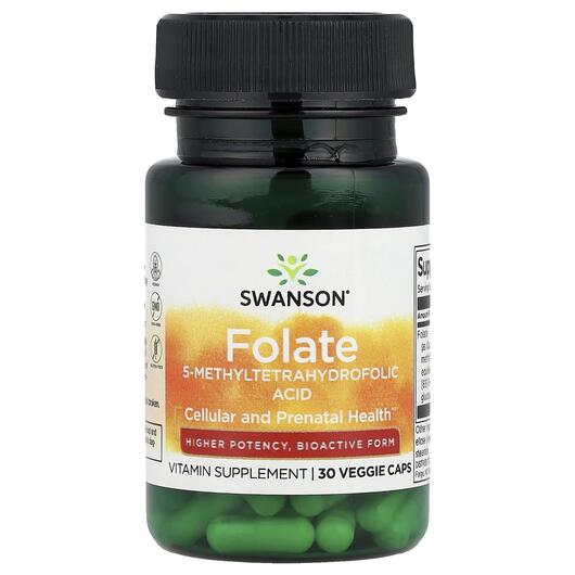 Основне фото товара Folate 1360 mcg DFE Основне фото товара Swanson, Folate 1360 mcg DFE, Метилфолат, 30 капсул