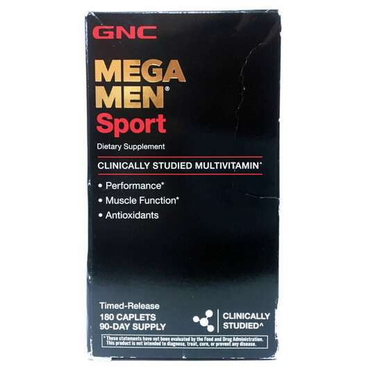 Основне фото товара GNC, Mega Men Sport, Мультивітаміни для чоловіків, 180 капсул