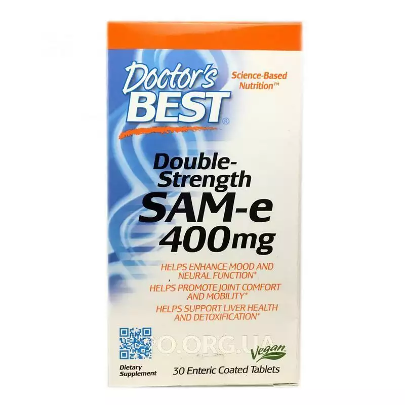 Фото товара SAM-e 400 мг двойной силы 30 таблеток, SAM-e 400 mg, Doctor's Best