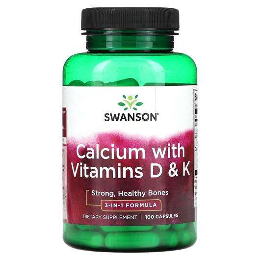 Основне фото товара Swanson, Calcium with Vitamins D & K, Кальцій з D3 & K...