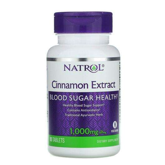 Основне фото товара Natrol, Cinnamon Extract 1000 mg 80, Екстракт кориці, 80 таблеток