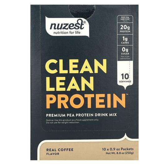 Основне фото товара Nuzest, Clean Lean Protein Real Coffee 10 Packets, Гороховий П...