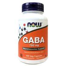 Now, GABA 750 mg, ГАМК 750 мг, 100 капсул