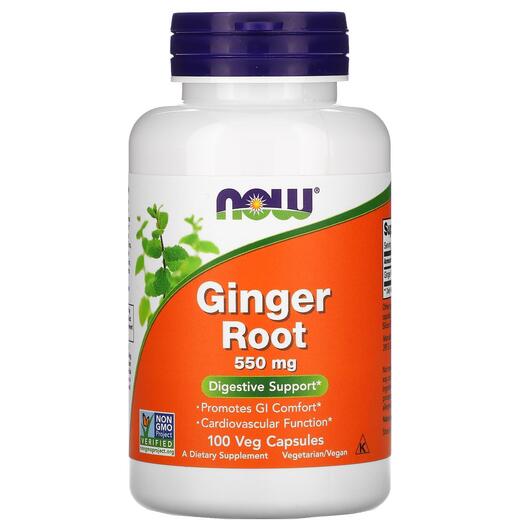 Основне фото товара NOW, Ginger Root 550 mg, Корінь Імбиру 550 мг, 100 капсул