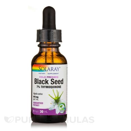 Основное фото товара Solaray, Черный тмин, Black Seed 7% Thymoquinone, 30 мл