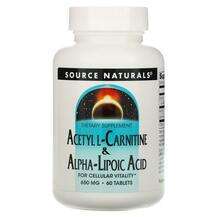 Acetyl L-Carnitine & Alpha Lipoic Acid 650 mg, Альфа-ліпоє...