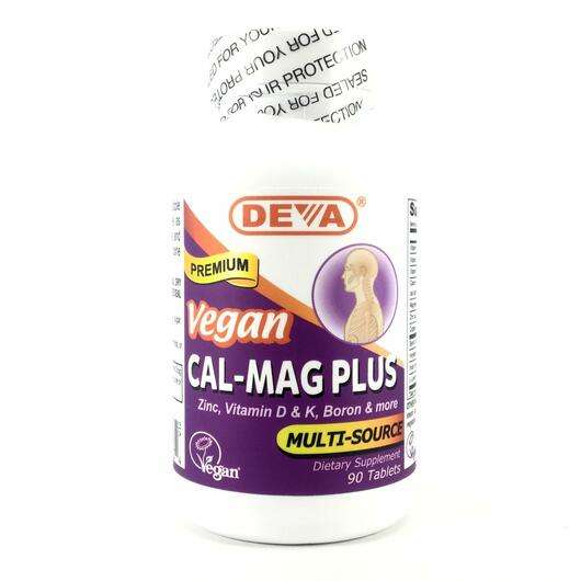 Основне фото товара Deva, Vegan Cal-Mag Plus, Веганський Кальций Магний, 90 таблеток