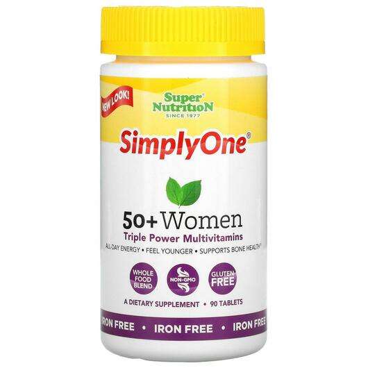 Основное фото товара Super Nutrition, Мультивитамины без железа, SimplyOne 50+ Wome...