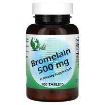 World Organic, Бромелайн, Bromelain 500 mg, 100 таблеток