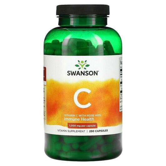 Основне фото товара Swanson, Vitamin C with Rose Hips, Вітамін С 1000 мг, 250 капсул