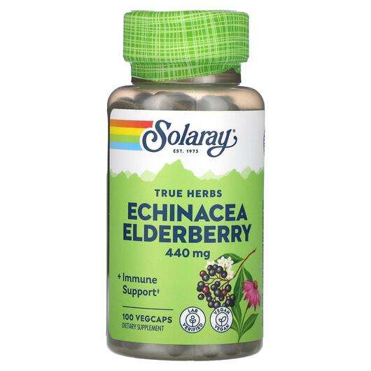 Основное фото товара Solaray, Эхинацея, True Herbs Echinacea Elderberry 440 mg, 100...