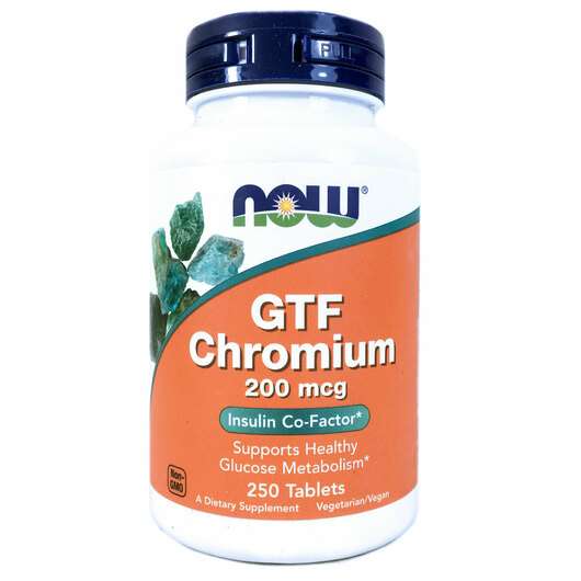 Основне фото товара Now, GTF Chromium 200 mcg, Хром, 250 таблеток