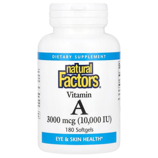 Основне фото товара Vitamin A 10000 IU Основне фото товара Natural Factors, Vitamin A 10000 IU, Вітамін А Ретінол, 180 капсу