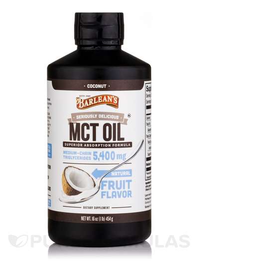 Основне фото товара Barlean's, Seriously Delicious MCT Oil Coconut, MCT Олія, 454 г