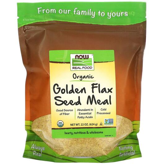Основне фото товара Real Food Golden Flax Seed Meal 1 Основне фото товара NOW Foods, Real Food Golden Flax Seed Meal 1, Лляна олія, 624 г