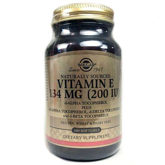 Основне фото товара Solgar, Naturally Vitamin E 134 mg, Вітамін Е, 100 капсул