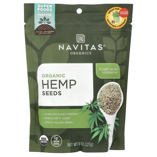 Основне фото товара Navitas Organics, Organic Hemp Seeds, Конопляний протеїн, 227 г