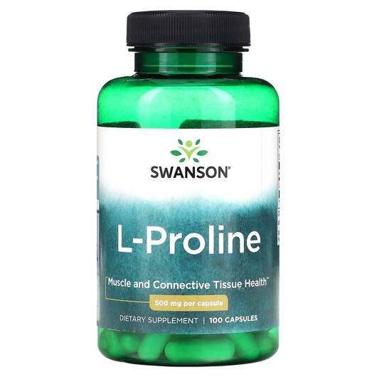 Основне фото товара Swanson, L-Proline 500 mg, L-Пролін, 100 капсул