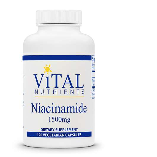 Основное фото товара Vital Nutrients, Ниацинамид, Niacinamide 1500 mg, 120 капсул