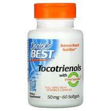 Doctor's Best, Токотриенолы 50 мг, Tocotrienols + EVNol, 60 ка...