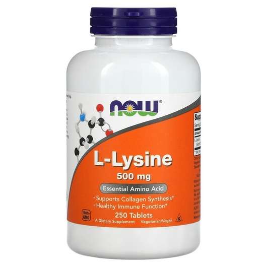 Основное фото товара Now, L-Лизин 500 мг, L-Lysine 500 mg, 250 таблеток