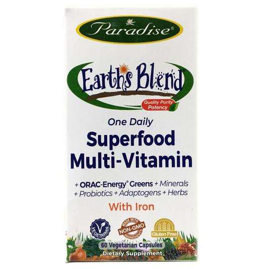 Основне фото товара Earth's Blend One Daily Superfood Multivitamin With Iron, Супе...