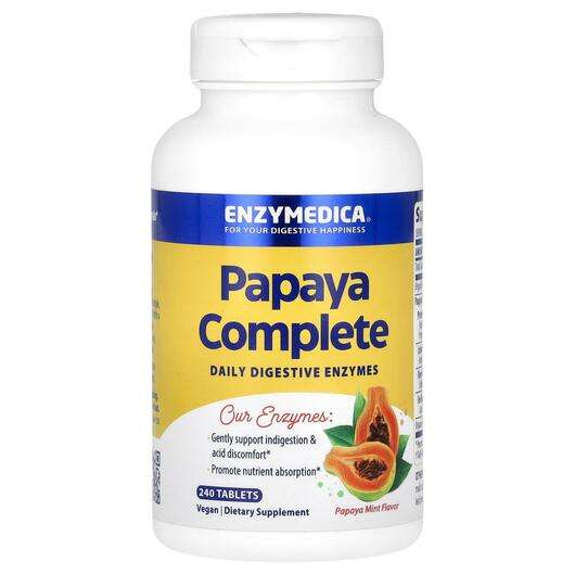 Основне фото товара Enzymedica, Papaya Complete Papaya Mint, Ферменти Папайї, 240 ...