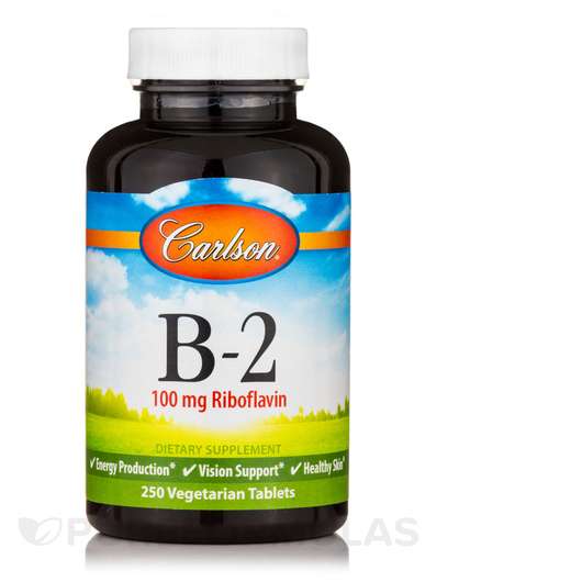 Основное фото товара Carlson, Витамин B2 Рибофлавин, B-2 Riboflavin 100 mg, 250 таб...