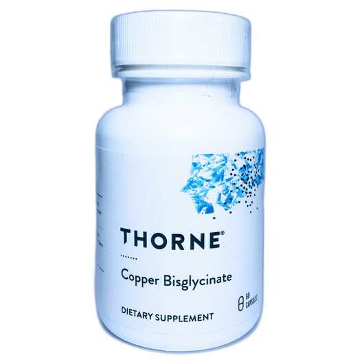 Основное фото товара Thorne, Медь Бисглицинат, Copper Bisglycinate, 60 капсул
