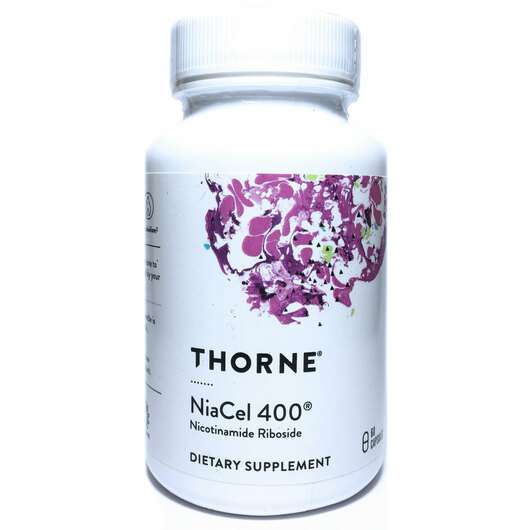 Основне фото товара Thorne, NiaCel 400, Нікотинамід Рибозид 400 мг, 60 капсул
