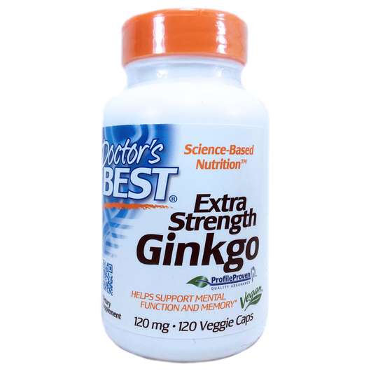 Основне фото товара Doctor's Best, Extra Strength Ginkgo, Гінкго білоба 120 мг, 12...