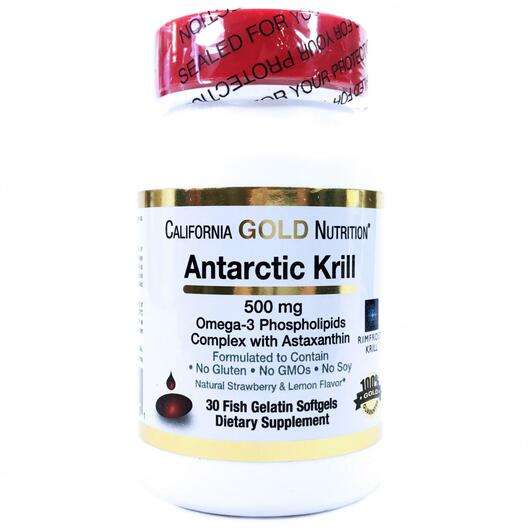 Основне фото товара California Gold Nutrition, Antarctic Krill 500 mg, Олія Антарк...
