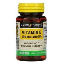 Mason, витамин Е 400 МЕ, Vitamin E 400 IU 100, 100 капсул