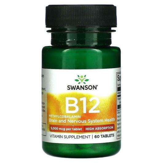 Основне фото товара Swanson, B12 5000 mcg, Вітамін B12 Метилкобаламін, 60 таблеток
