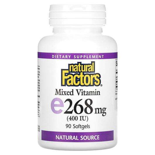 Основное фото товара Natural Factors, Витамин E Токоферолы, Mixed Vitamin E 268 mg ...