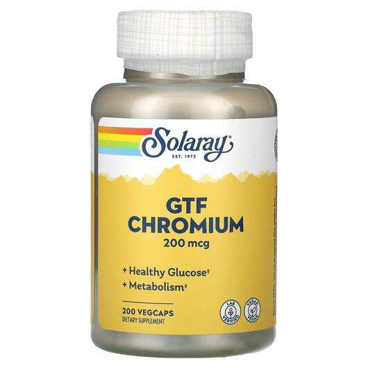 Основне фото товара Solaray, GTF Chromium 200 mcg, Хром, 200 капсул