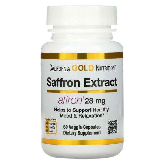 Основне фото товара California Gold Nutrition, Saffron Extract with Affron, Шафран...
