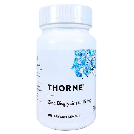 Основное фото товара Thorne, Цинк Бисглицинат 15 мг, Zinc Bisglycinate 15 mg, 60 ка...