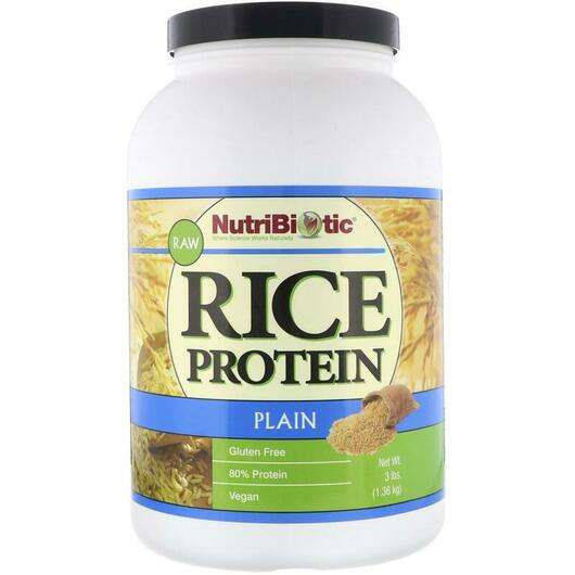 Основне фото товара NutriBiotic, Raw Rice Protein Plain, Рисовий протеїн, 1.36 kg