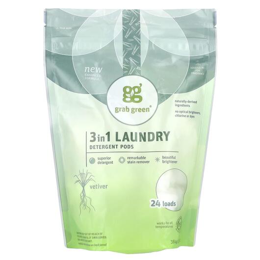 Основне фото товара 3 in 1 Laundry Detergent Pods Vetiver 24 Loads Основне фото товара 3 in 1 Laundry Detergent Pods Vetiver 24 Loads, Пральний порошок,