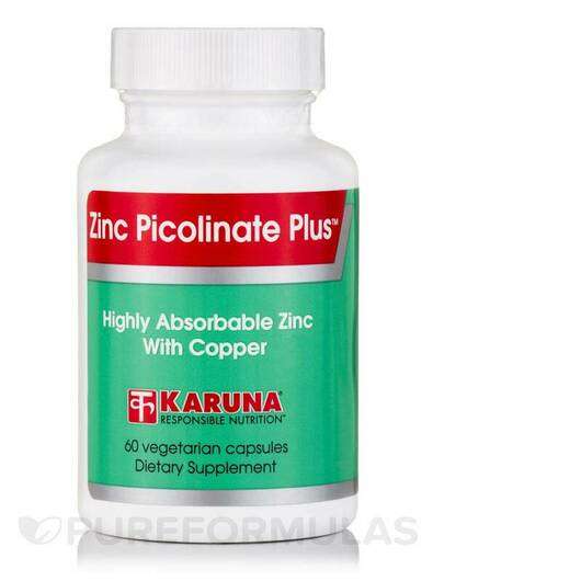 Основне фото товара Karuna Health, Zinc Picolinate Plus, Піколінат Цинку, 60 капсул