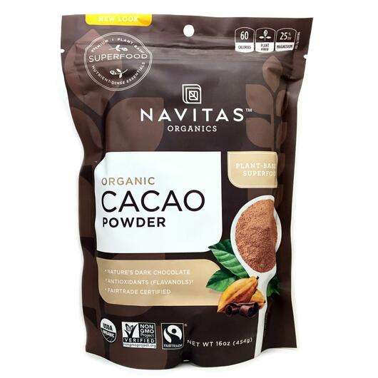 Основне фото товара Navitas Organics, Cacao Powder, Какао порошок, 454 г