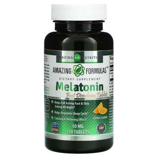 Основне фото товара Amazing Nutrition, Melatonin Citrus 10 mg, Мелатонін, 120 табл...