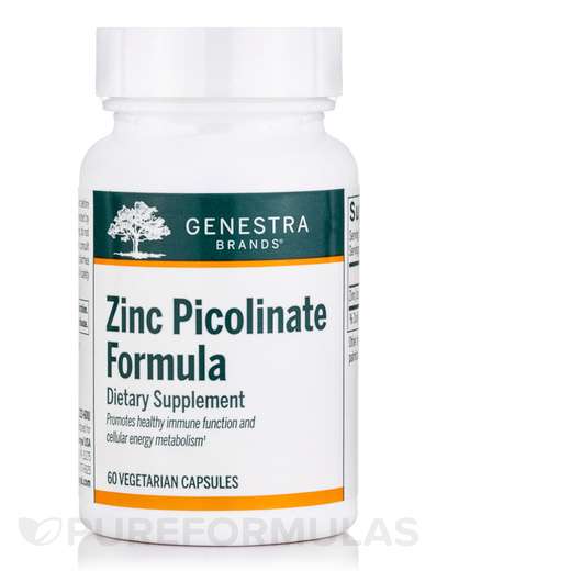 Основне фото товара Genestra, Zinc Picolinate Formula, Піколінат Цинку, 60 капсул