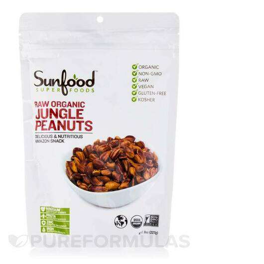 Основне фото товара Sunfood, Jungle Peanuts Organic Raw, Пальмітоілетаноламід ПЕА,...