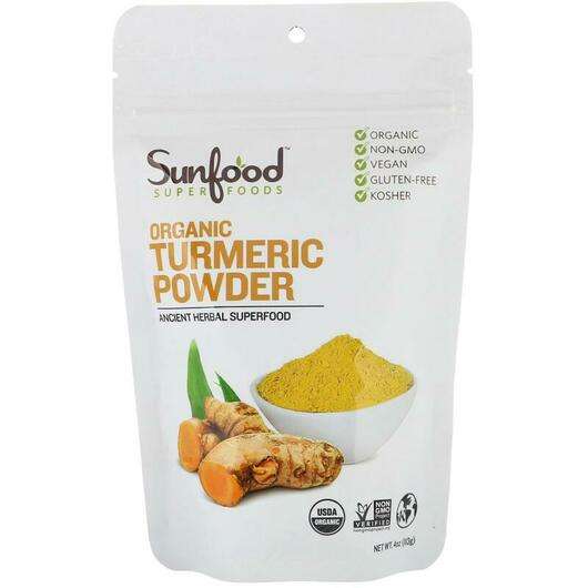 Основне фото товара Sunfood, Organic Turmeric Powder, Порошок Куркуми, 113 г