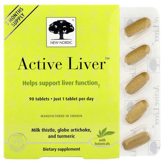 Основне фото товара New Nordic, Active Liver, Підтримка печінки, 90 таблеток