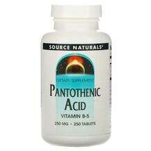 Source Naturals, Pantothenic Acid 250 mg, 250 Tablets