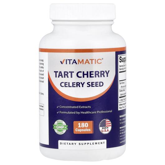 Основное фото товара Vitamatic, Экстракт вишни, Tart Cherry Celery Seed, 180 капсул