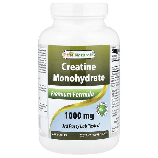 Основне фото товара Best Naturals, Creatine Monohydrate 1000 mg, Креатин, 240 таблето